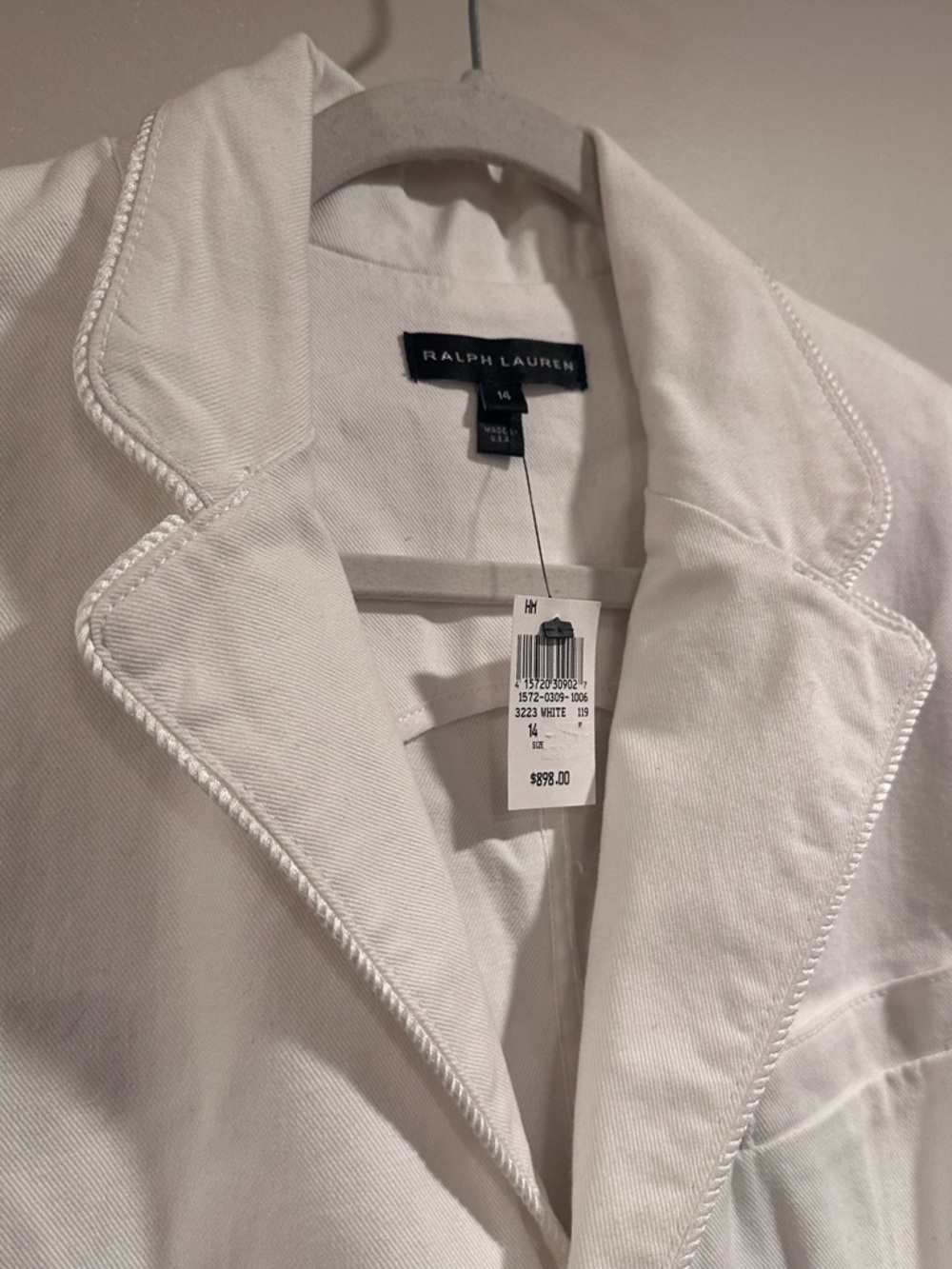 Polo Ralph Lauren White Nautical Cotton Blazer Gold Anchor Buttons Size 14 NWT - Picture 5 of 16